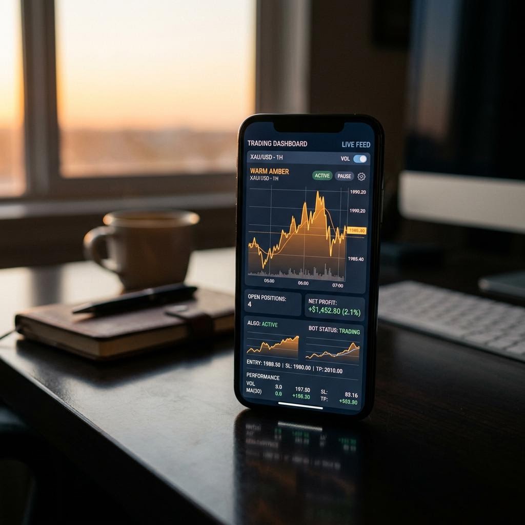 Painel móvel da plataforma de negociação de criptomoedas com inteligência artificial Vela Investaria